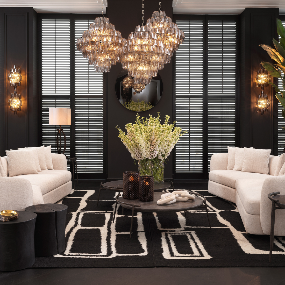 Kronleuchter Benini L – Rauchglas | Nickel-Finish Kronleuchter Eichholtz