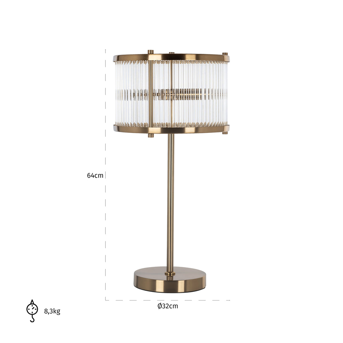 Richmond Interiors Tischlampe Loiza brushed gold Richmond Interiors