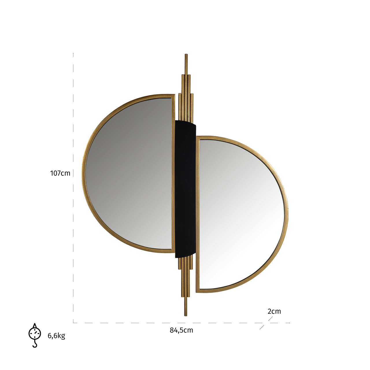Richmond Interiors Spiegel Adelyn brushed gold Spiegel Richmond Interiors