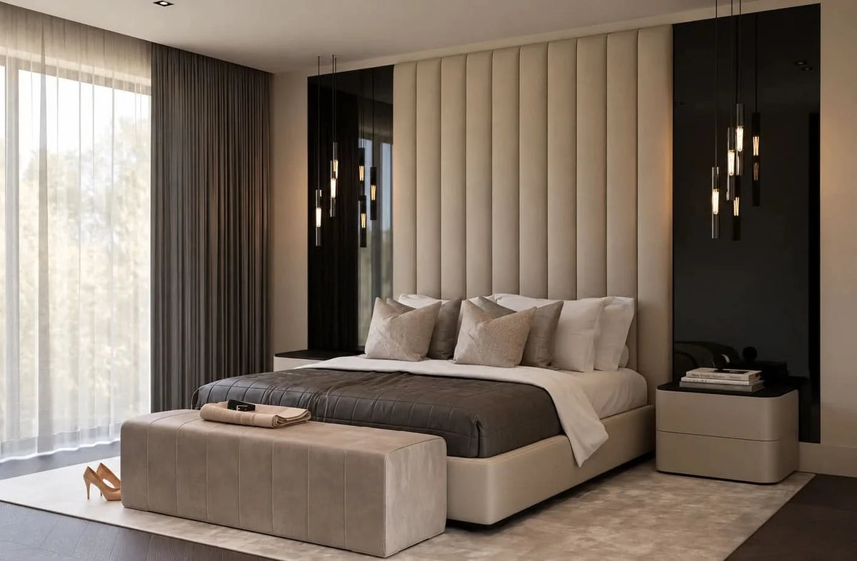 The Grand Collection MILANO Nachttisch – Beige &amp; Smoked Oak Nachttisch The Grand Collection