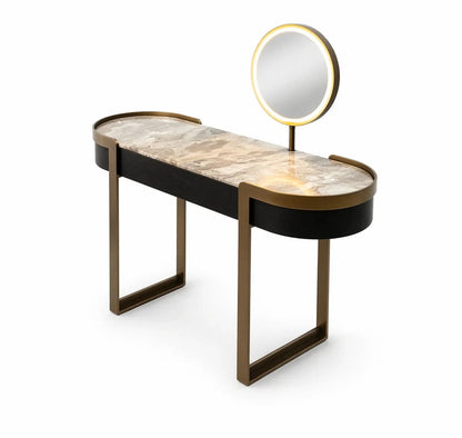 The Grand Collection Schminktisch Monroe – Bronze | Schwarzes Holz | Spiegel mit Beleuchtung Schminktisch The Grand Collection