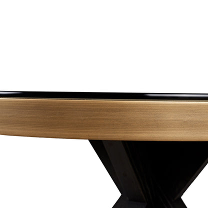 Richmond Interiors Esstisch Bloomville brass shagreen incl. glass top 140Ø Esstisch Richmond Interiors