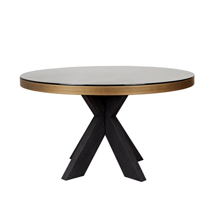 Richmond Interiors Esstisch Bloomville brass shagreen incl. glass top 140Ø Esstisch Richmond Interiors