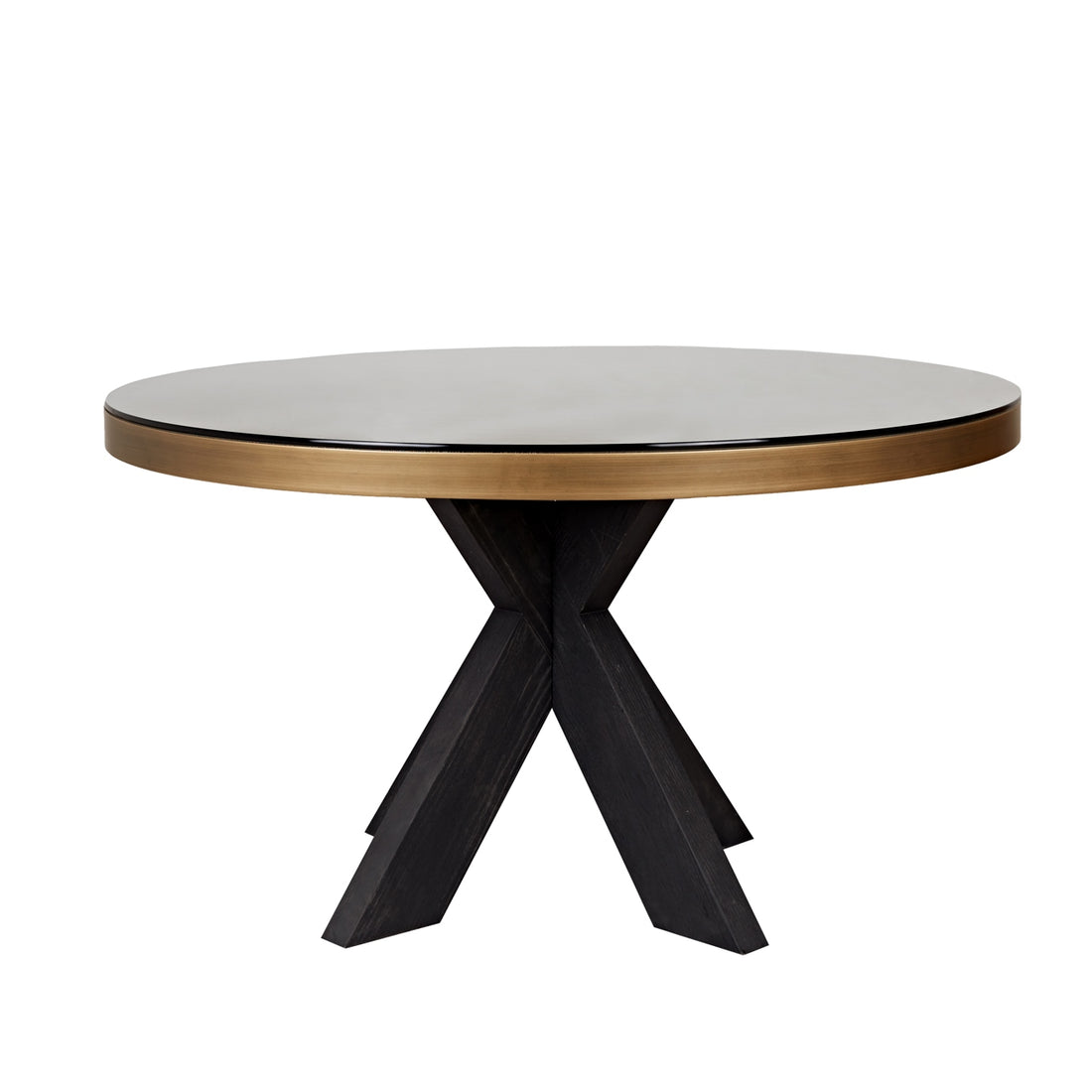 Richmond Interiors Esstisch Bloomville brass shagreen incl. glass top 140Ø Esstisch Richmond Interiors
