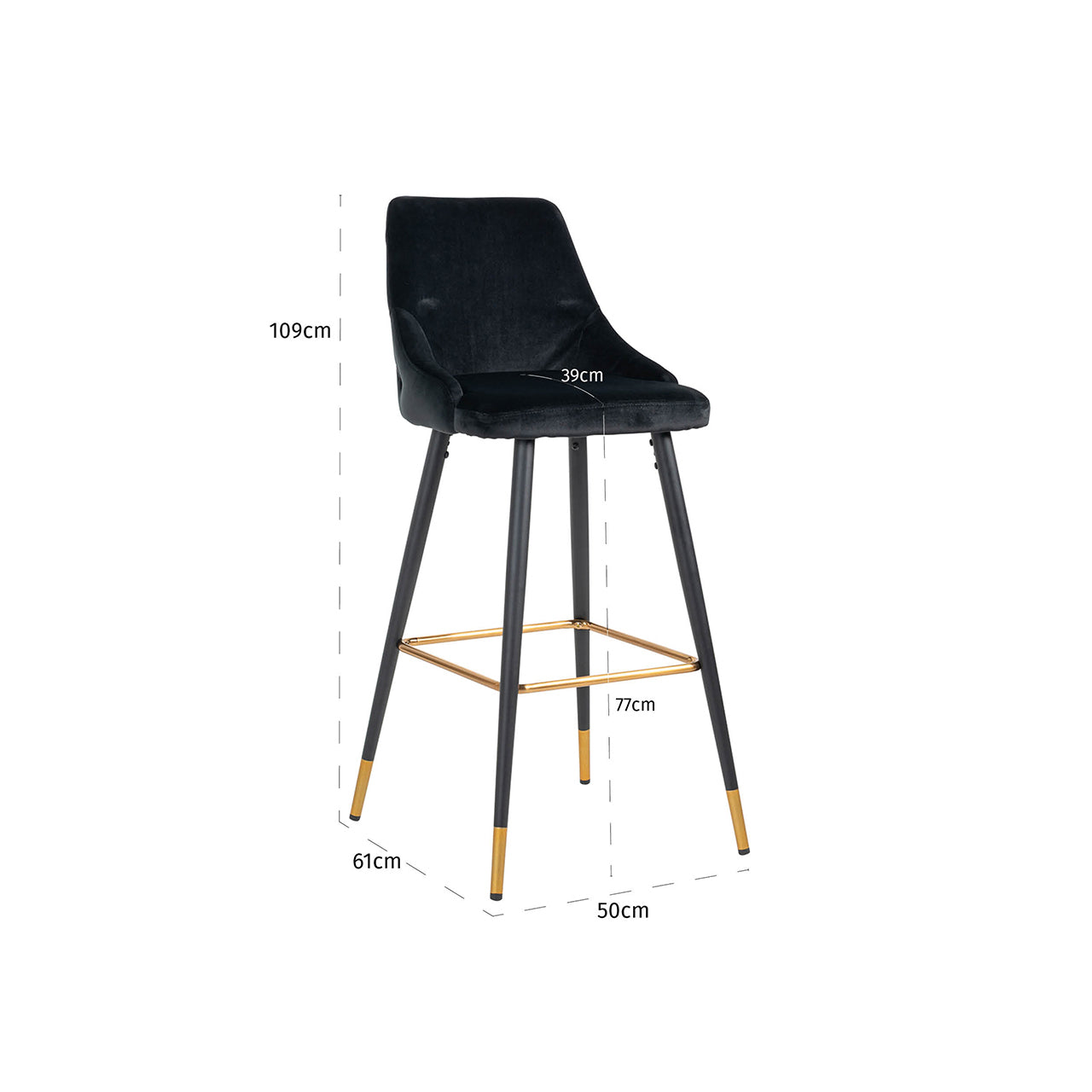 Richmond Interiors Barhocker Imani black velvet (Set of 2) Barhocker Richmond Interiors