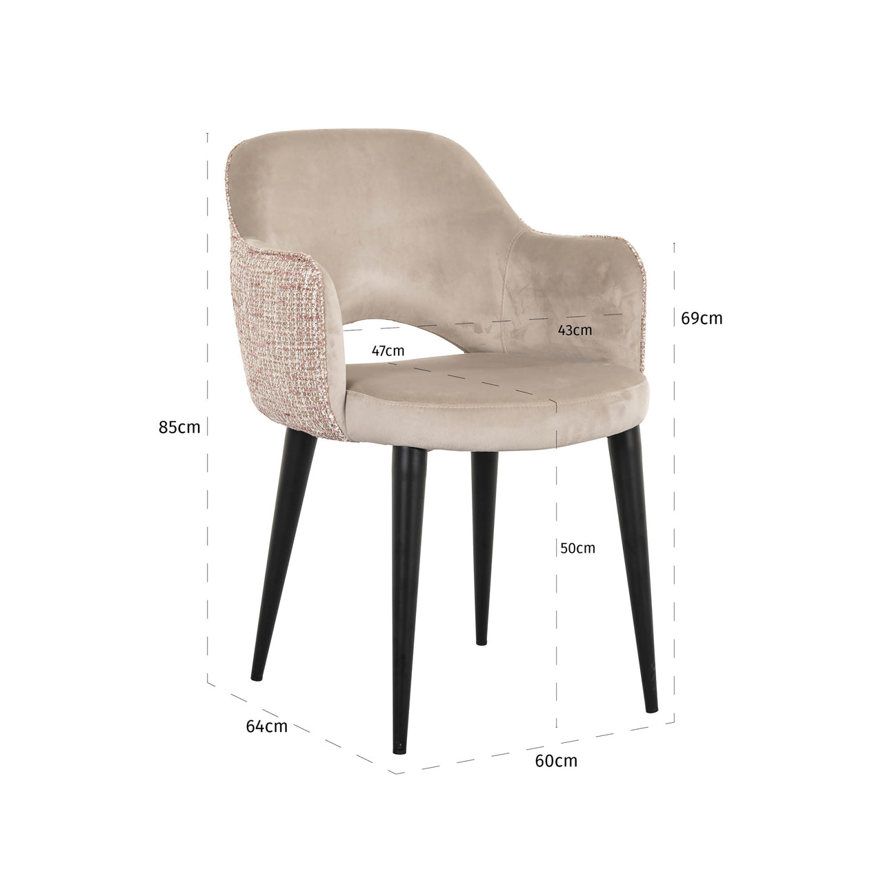 Richmond Interiors Esszimmerstuhl Giovanna trendy rose / khaki velvet Esszimmerstuhl Richmond Interiors