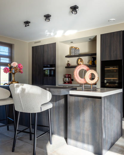 Richmond Interiors - Barhocker Indigo weißes Bouclé Barhocker Richmond Interiors