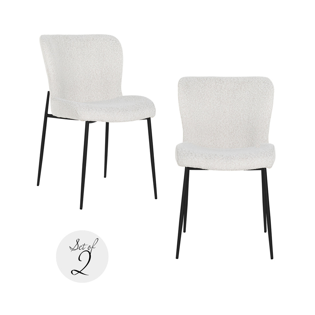 Richmond Interiors Esszimmerstuhl Darby white bouclé (Set of 2) Esszimmerstuhl Richmond Interiors