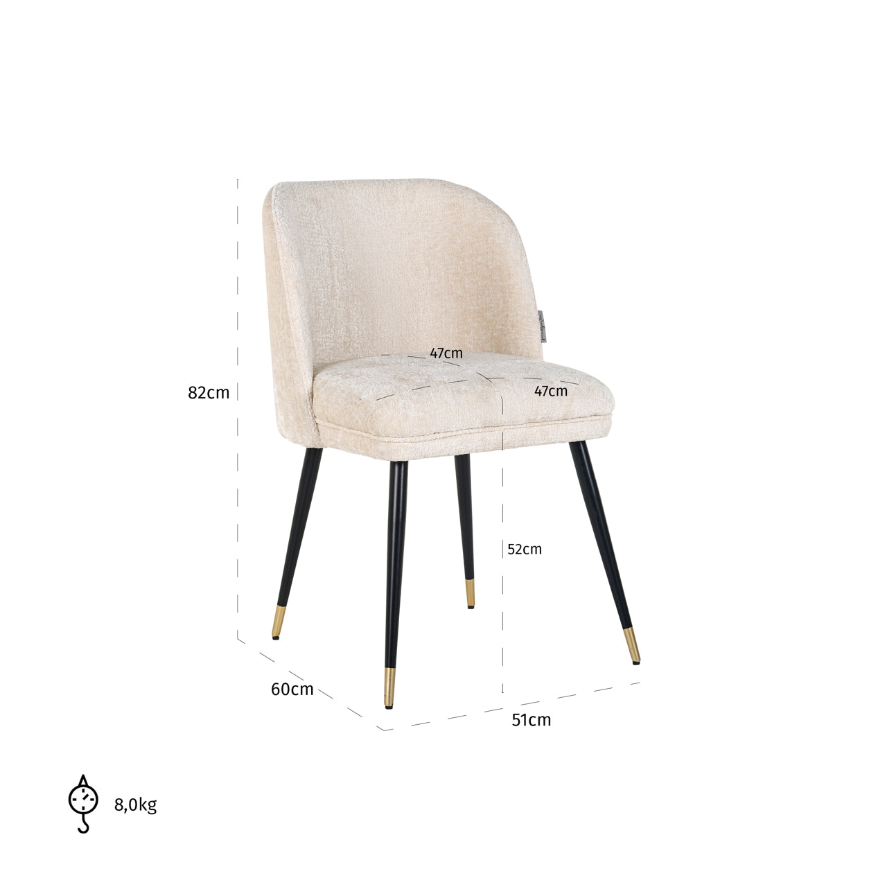 Richmond Interiors Esszimmerstuhl Alicia FR white chenille fire retardant Esszimmerstuhl Richmond Interiors