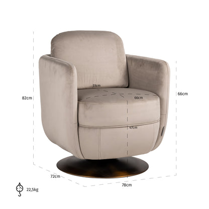 Richmond Interiors Lounge Stuhl Turner khaki velvet swivel fire retardant Lounge Stuhl Richmond Interiors