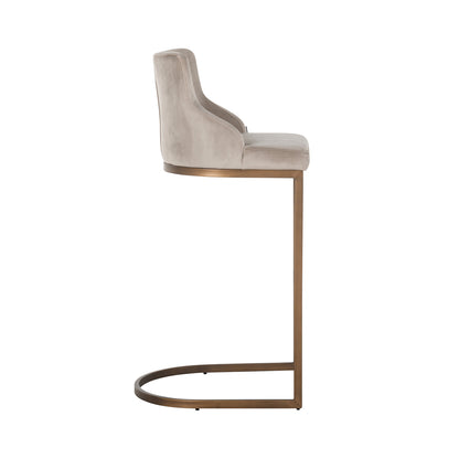 Richmond Interiors Barhocker Bolton khaki velvet brushed gold fire retardant (Set of 2) Barhocker Richmond Interiors