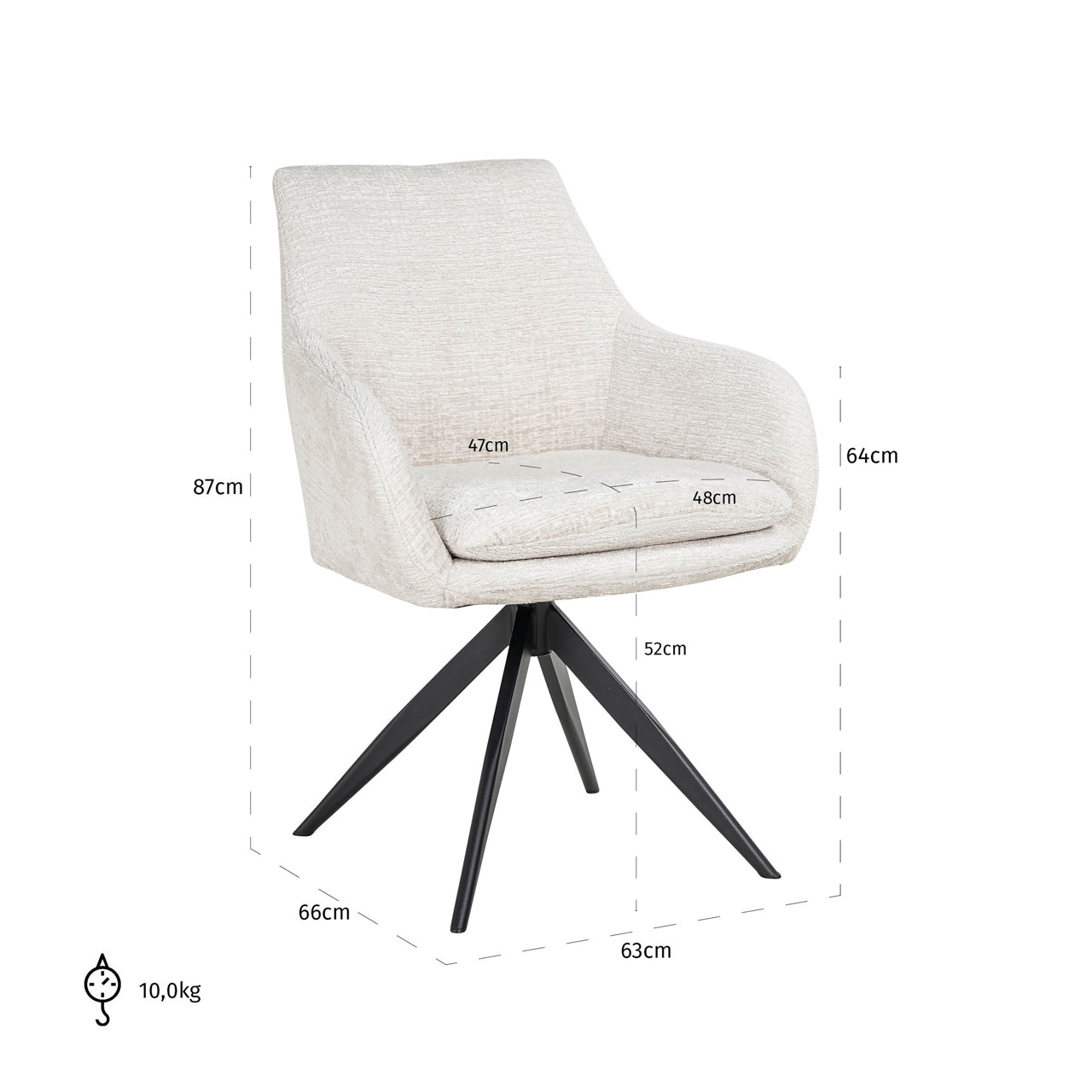 Richmond Interiors Esszimmerstuhl Lisonne cream fusion swivel Esszimmerstuhl Richmond Interiors