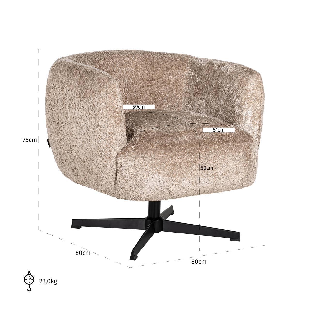 Richmond Interiors Lounge Stuhl Estelle sheep natural swivel Lounge Stuhl Richmond Interiors