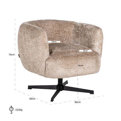 Richmond Interiors Lounge Stuhl Estelle sheep natural swivel Lounge Stuhl Richmond Interiors