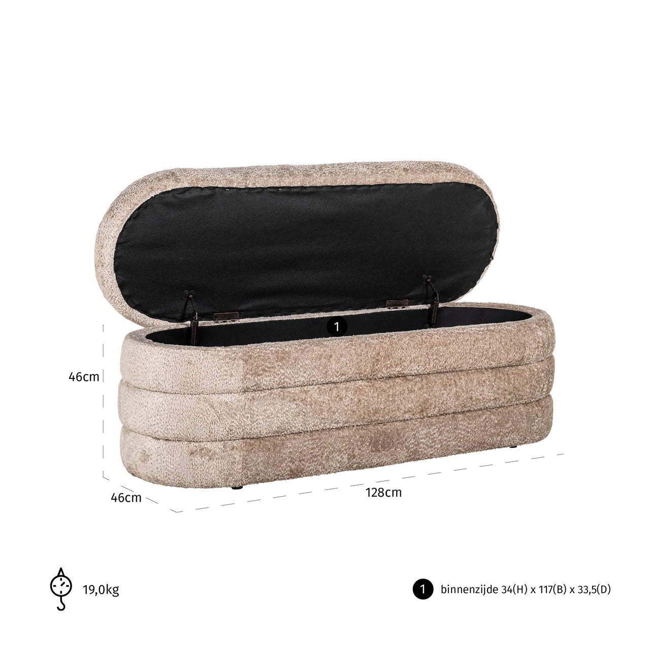 Richmond Interiors Hocker &amp; Fußbank Camille sheep natural Hocker &amp; Fußbank Richmond Interiors