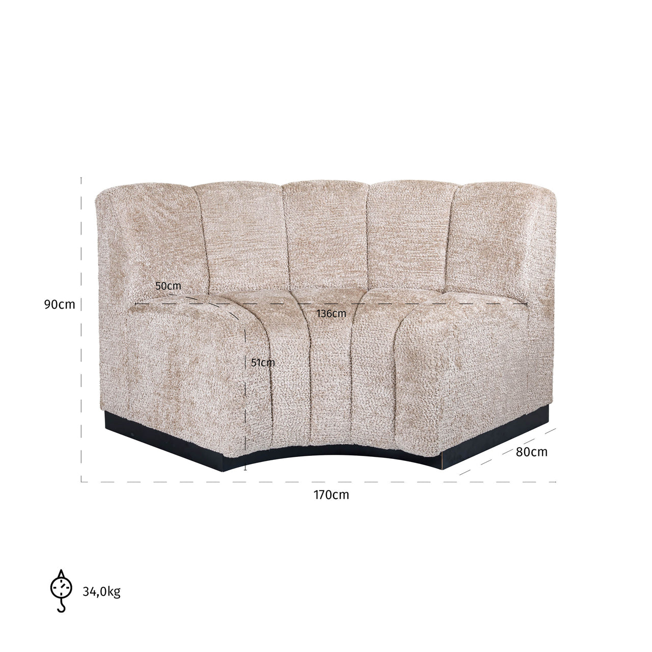 Richmond Interiors Sitzbank Hillpark lovely beige round corner Sitzbank Richmond Interiors