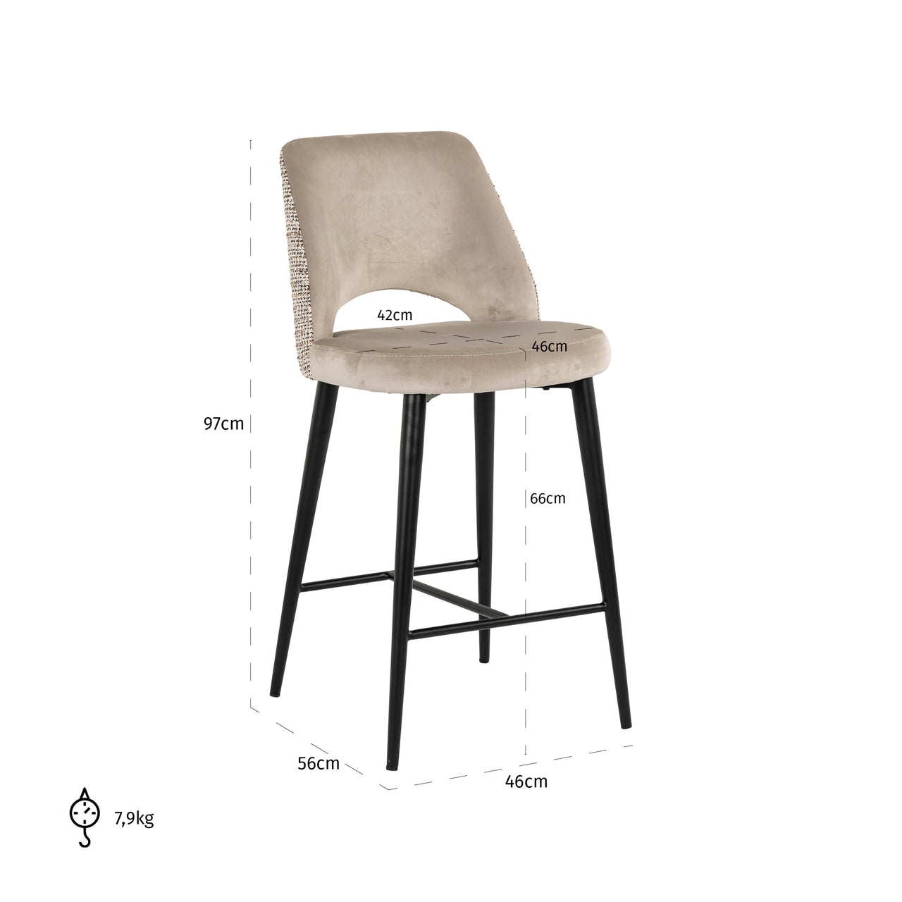 Richmond Interiors Thekenstuhl Tabitha trendy nature fire retardant Thekenstuhl Richmond Interiors