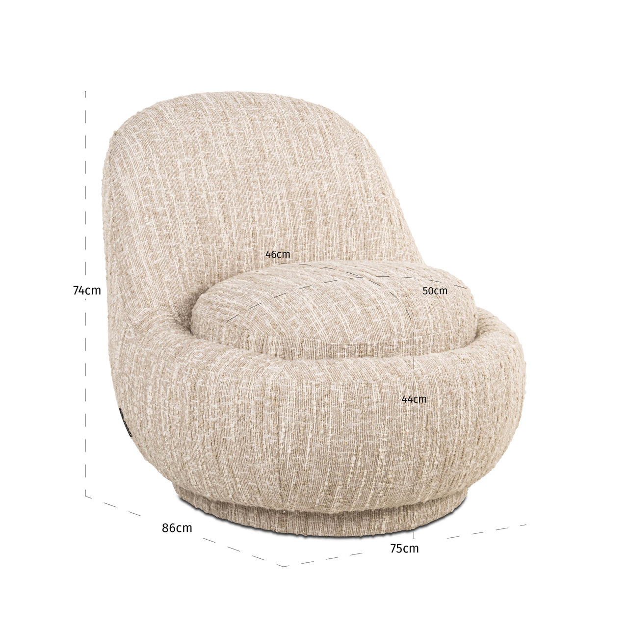 Richmond Interiors Lounge Stuhl Arlanda beige angora Lounge Stuhl Richmond Interiors