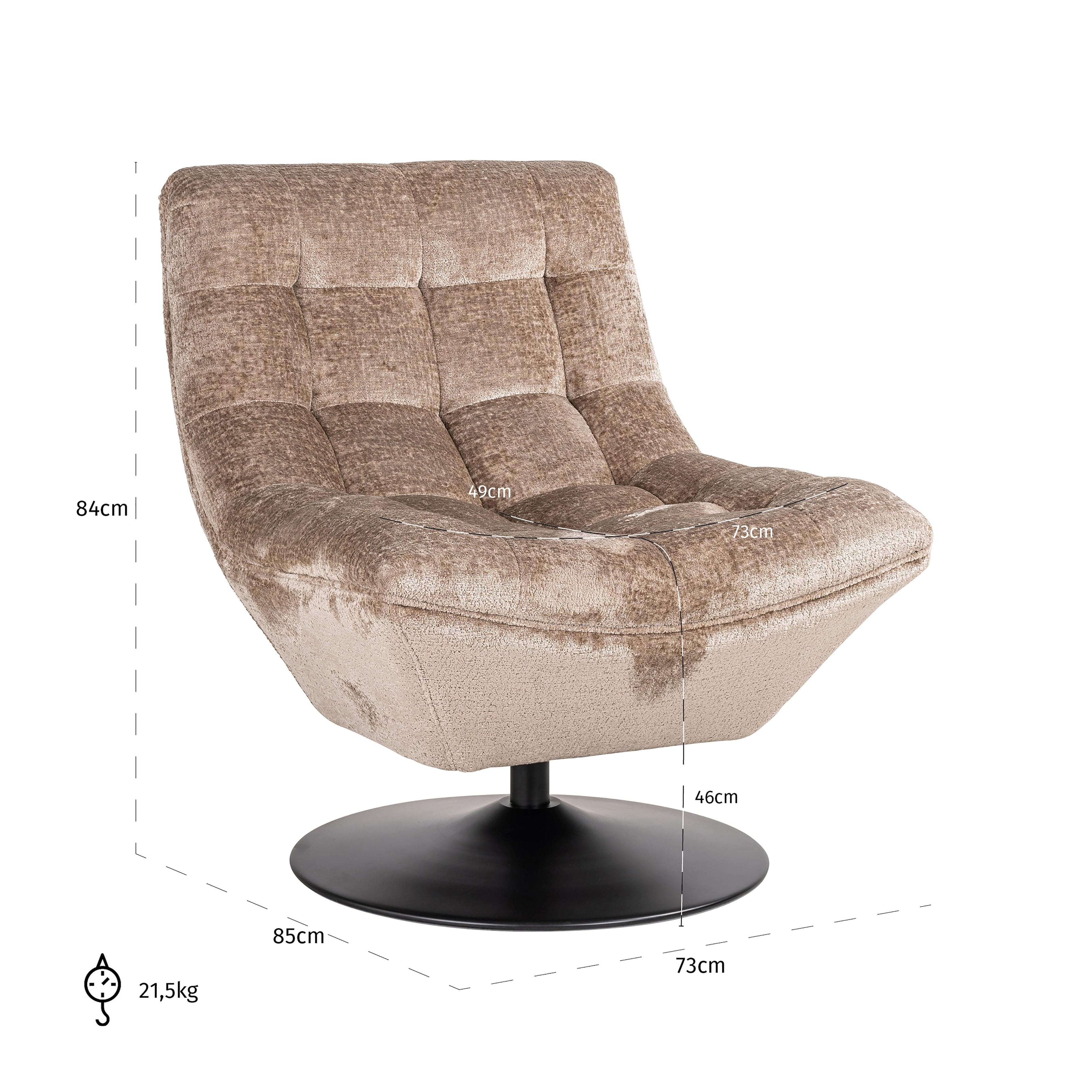 Richmond Interiors Drehsessel Sydney taupe chenille (Bergen 104 taupe chenille) Drehsessel Richmond Interiors