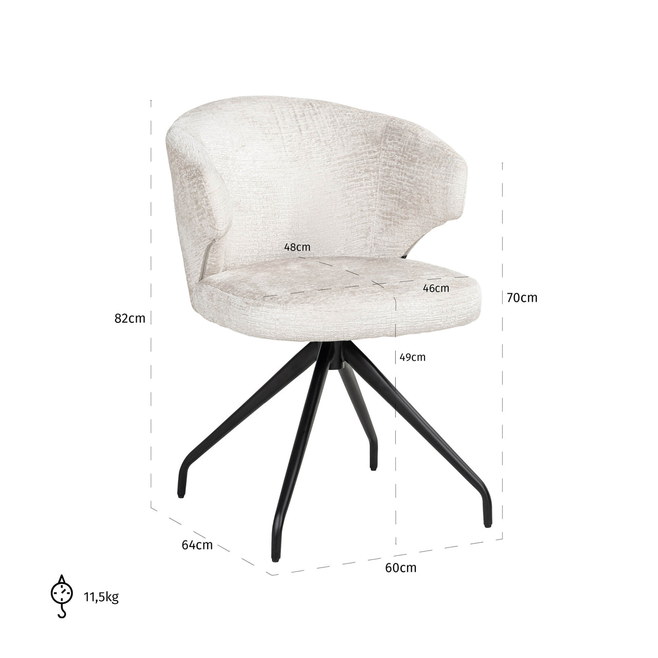 Richmond Interiors Esszimmerstuhl Milly cream fusion swivel