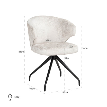 Richmond Interiors Esszimmerstuhl Milly cream fusion swivel
