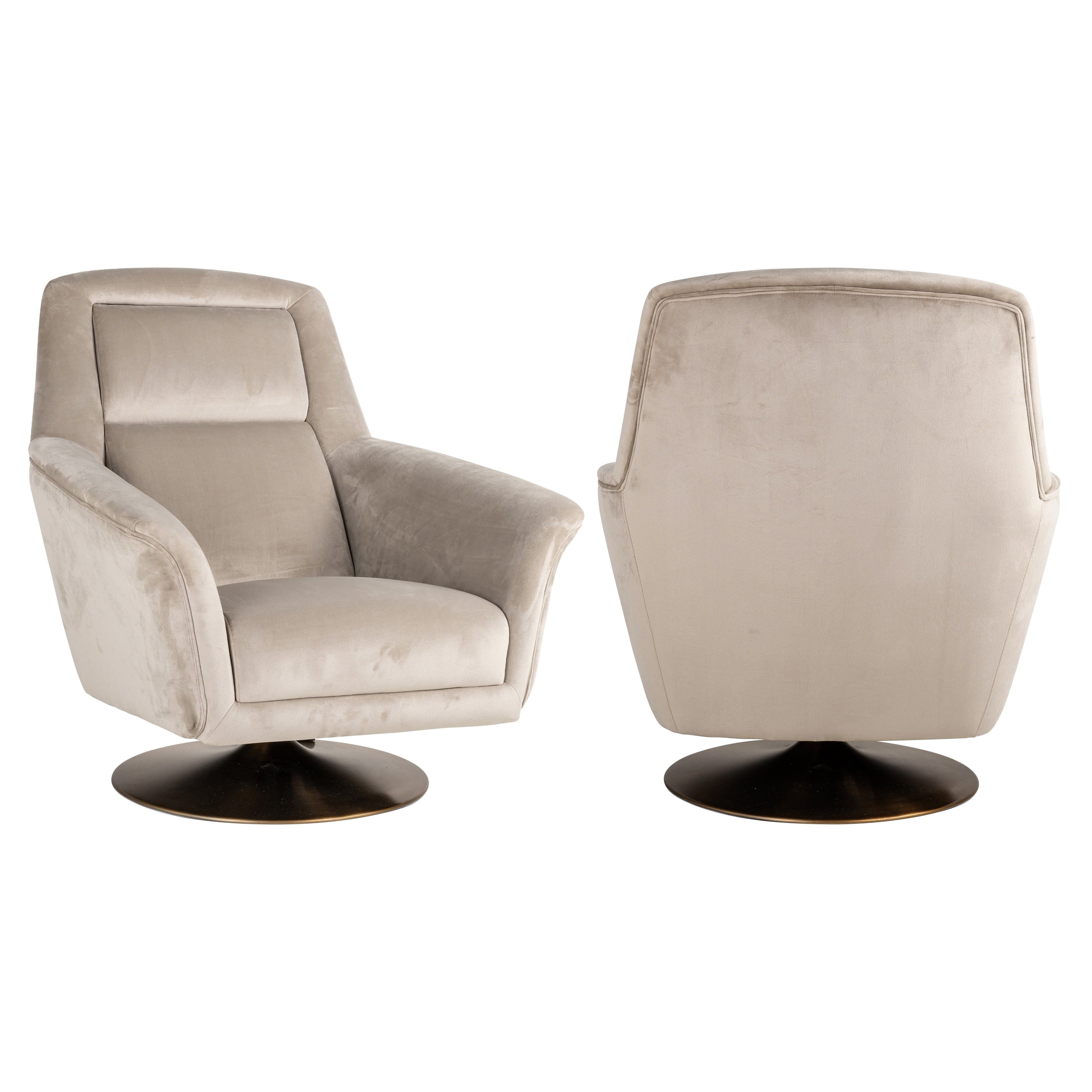 Richmond Interiors Sessel Nora khaki velvet (Quartz Khaki 903) Drehsessel Richmond Interiors