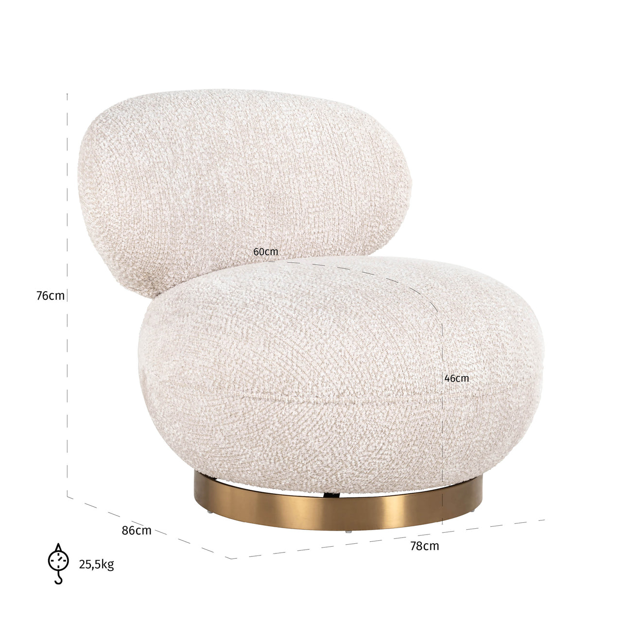 Richmond Interiors Lounge Stuhl Jace lovely cream swivel Lounge Stuhl Richmond Interiors
