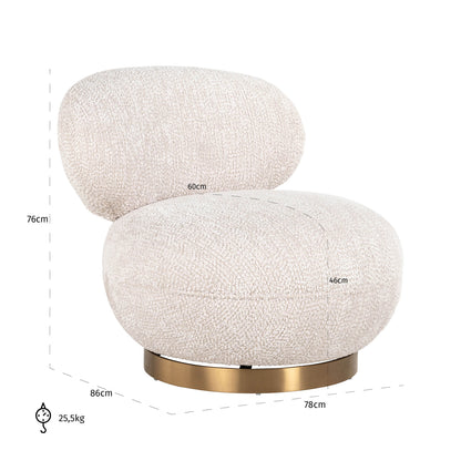 Richmond Interiors Lounge Stuhl Jace lovely cream swivel Lounge Stuhl Richmond Interiors