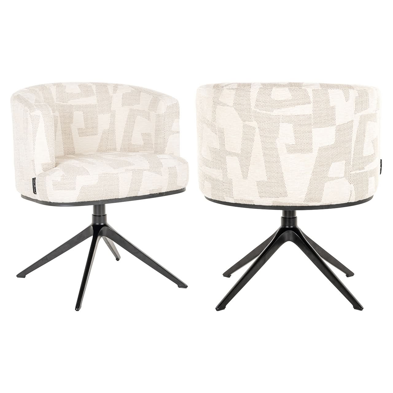 Richmond Interiors Drehsessel Cheyenne – Beige Graffic mit 360° Funktion Esszimmerstühle Richmond Interiors