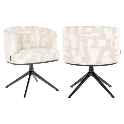 Richmond Interiors Esszimmerstuhl Cheyenne beige graffic swivel Esszimmerstuhl Richmond Interiors