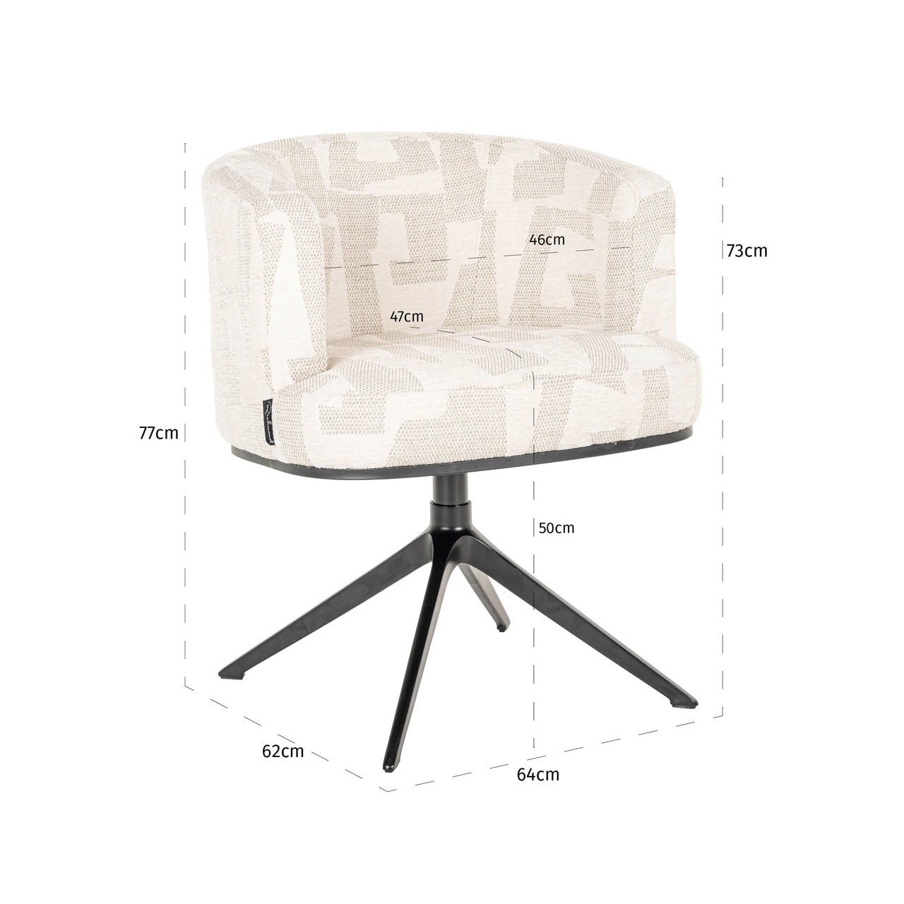 Richmond Interiors Esszimmerstuhl Cheyenne beige graffic swivel Esszimmerstuhl Richmond Interiors