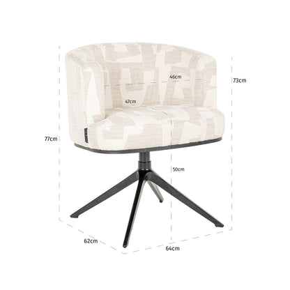 Richmond Interiors Esszimmerstuhl Cheyenne beige graffic swivel Esszimmerstuhl Richmond Interiors