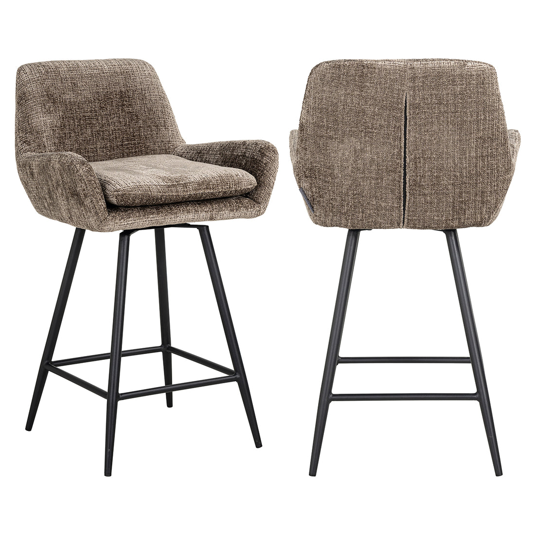Richmond Interiors - 2er-Set Barhocker Linsey stone Chenille Barhocker Richmond Interiors