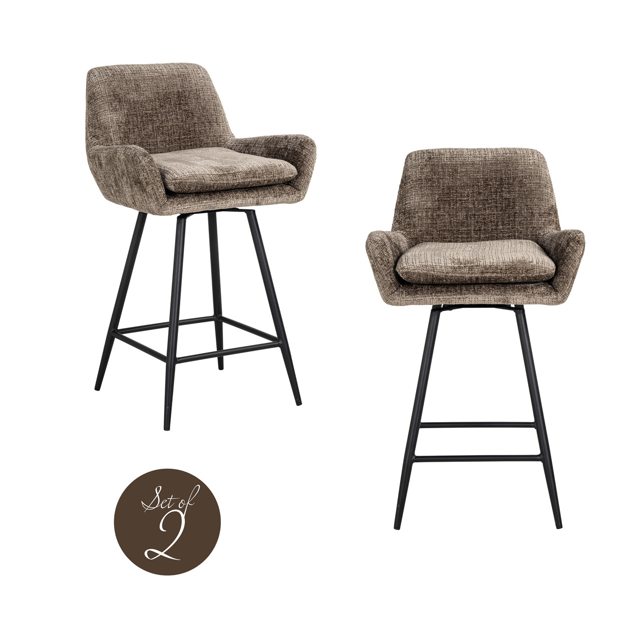 Richmond Interiors Thekenstuhl Linsey niagara stone swivel (Set of 2) Thekenstuhl Richmond Interiors