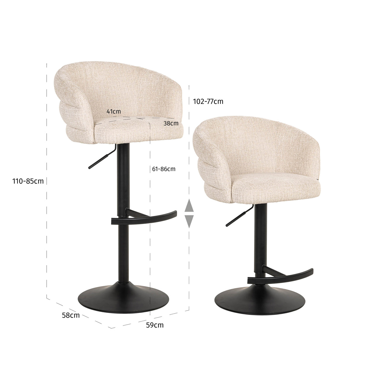 Richmond Interiors Barhocker Nikki niagara beige swivel fire retardant Barhocker Richmond Interiors