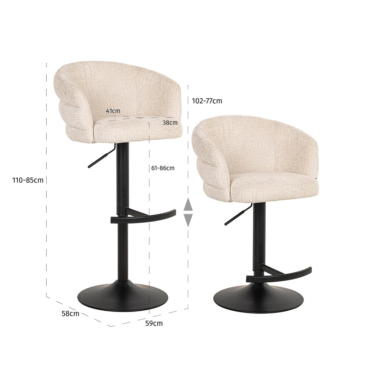 Richmond Interiors Drehbarer Barstuhl Nikki beige chenille (Niagara 902 beige) Barstuhl Richmond Interiors