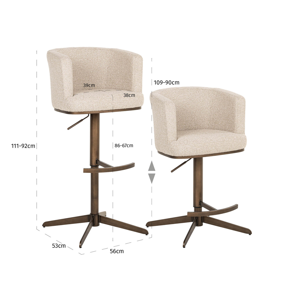 Richmond Interiors Barhocker Cheyenne biscotti swivel