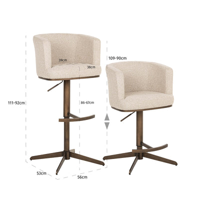 Richmond Interiors Barhocker Cheyenne biscotti swivel