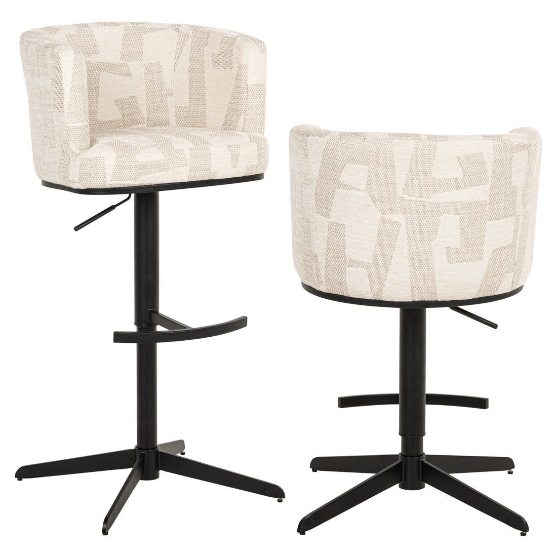 Richmond Interiors Barhocker Cheyenne beige graffic swivel Barhocker Richmond Interiors