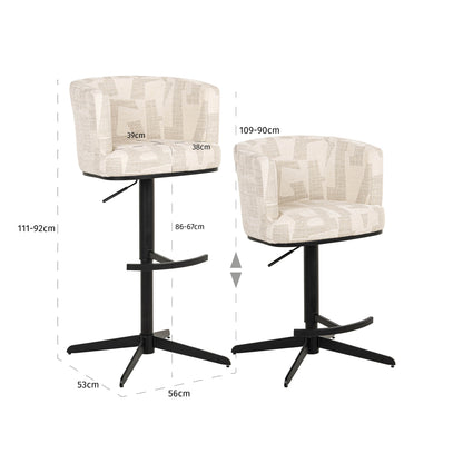 Richmond Interiors Barhocker Cheyenne beige graffic swivel Barhocker Richmond Interiors