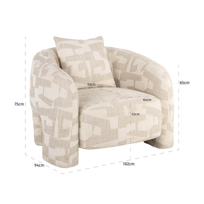 Richmond Interiors Lounge Stuhl Tuscany beige graffic Lounge Stuhl Richmond Interiors