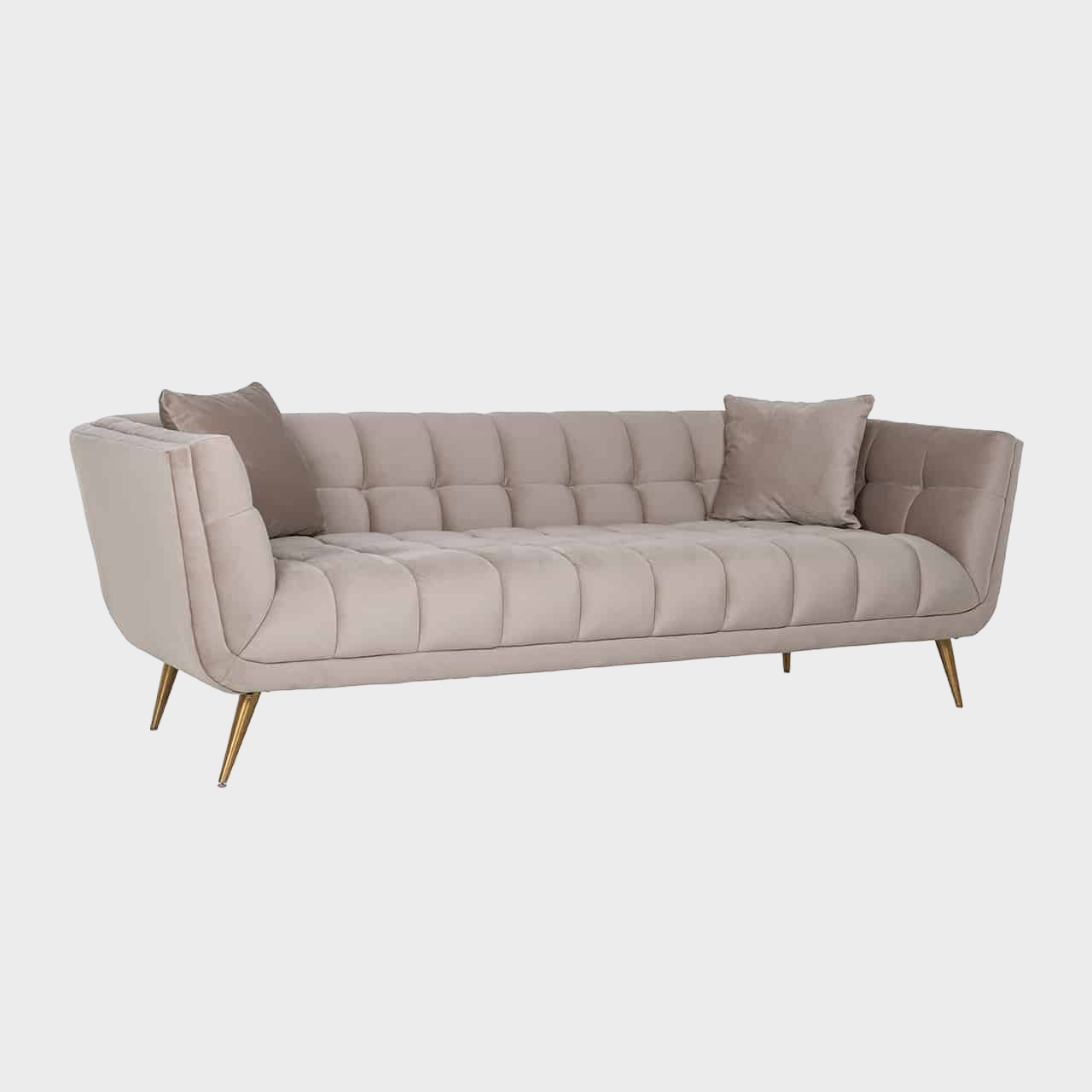 Richmond Interiors Sofa Huxley Khaki Samt / Gebürstetes Gold (Quartz Khaki 903) 2-Sitzer Sofa Richmond Interiors