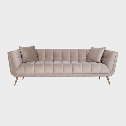 Richmond Interiors Sofa Huxley Khaki Samt / Gebürstetes Gold (Quartz Khaki 903) 2-Sitzer Sofa Richmond Interiors