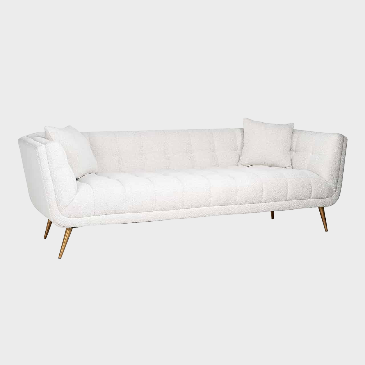 Richmond Interiors Sofa Huxley Weiß Bouclé / Gebürstetes Gold (Copenhagen 900 Bouclé Weiß) 2-Sitzer Sofa Richmond Interiors