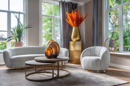 Richmond Interiors Couchtisch Bloomville brass shagreen incl. glass tops (Set of 2)