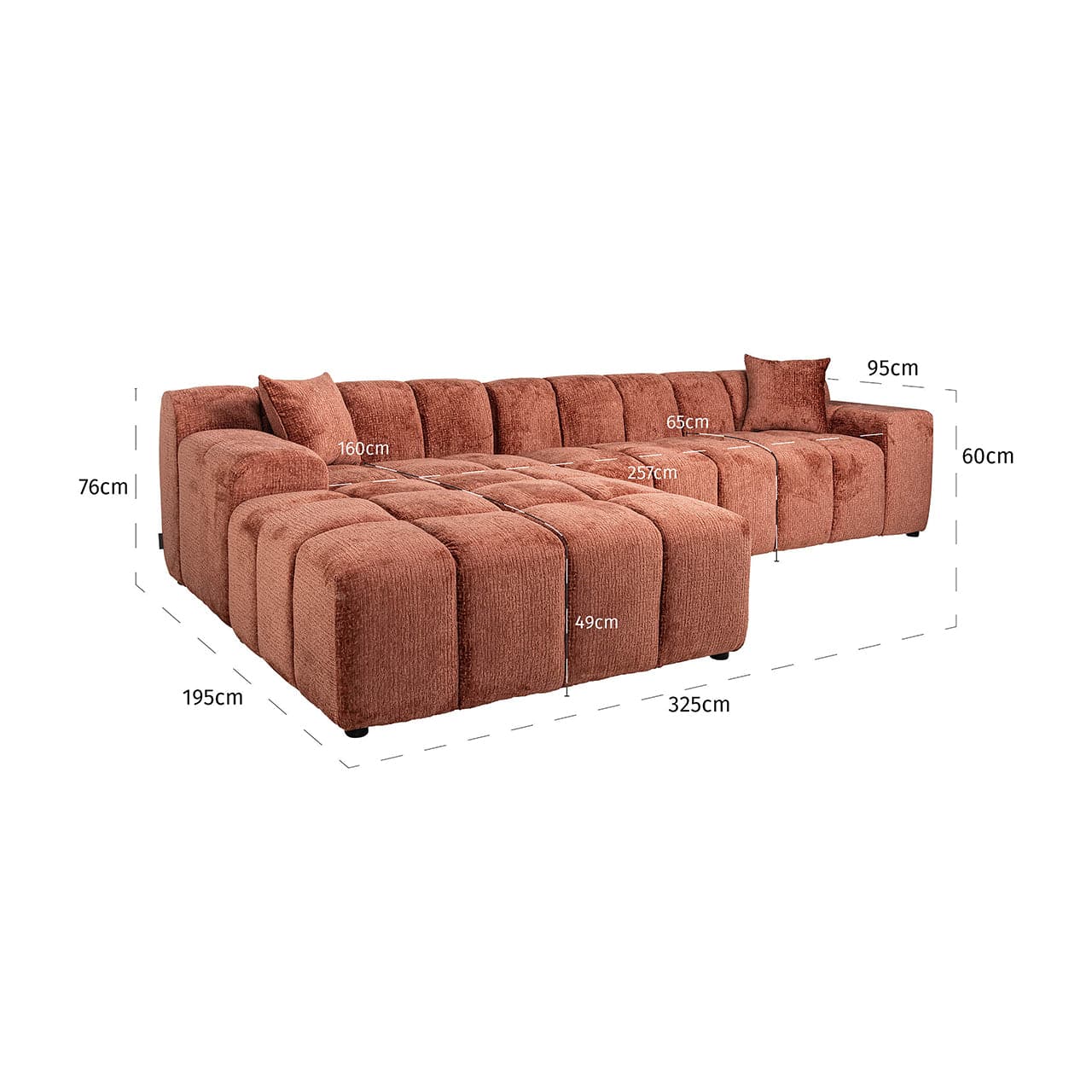 Richmond Interiors Sofa Cube 3-Sitzer + Lounge links (Fusion 92 Blush) 4-Sitzer Sofa Richmond Interiors