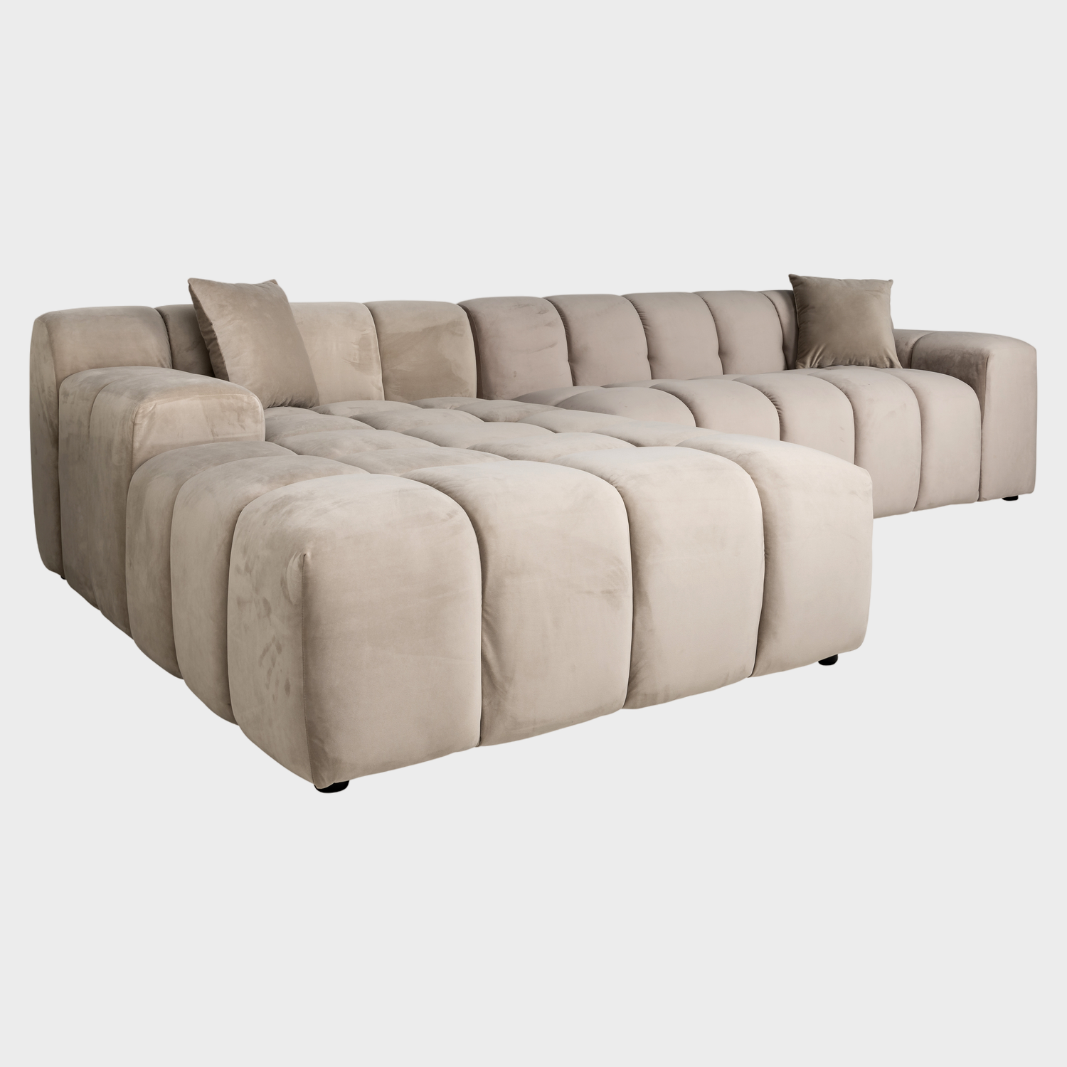 Richmond Interiors Couch Cube 3 Sitzer + Lounge Links (Quartz Khaki 903) 4-Sitzer Sofa Richmond Interiors