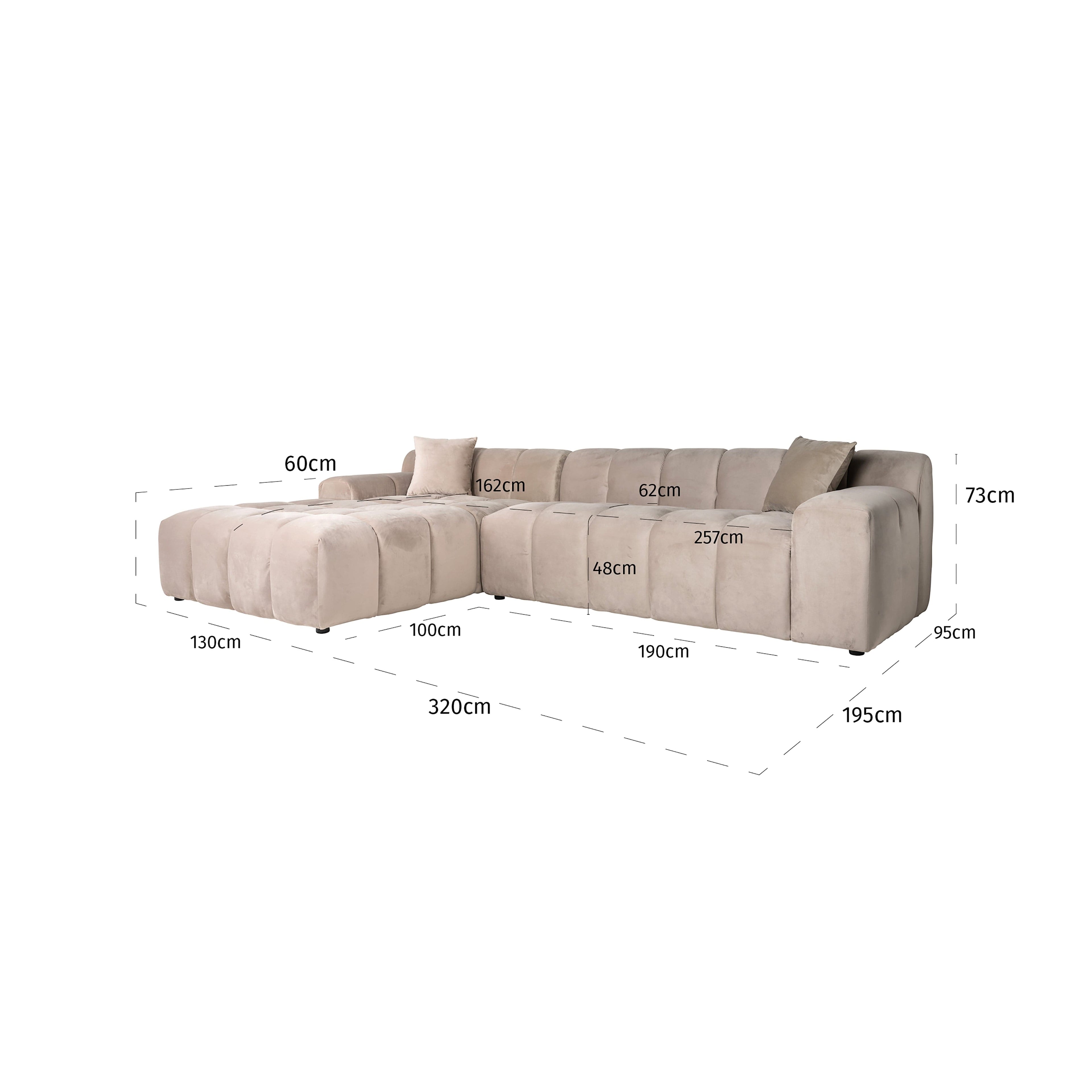 Richmond Interiors Couch Cube 3 Sitzer + Lounge Links (Quartz Khaki 903) 4-Sitzer Sofa Richmond Interiors