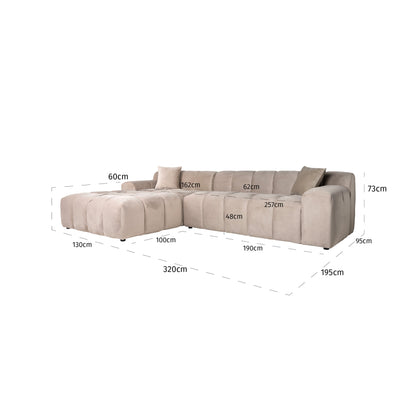 Richmond Interiors Couch Cube 3 Sitzer + Lounge Links (Quartz Khaki 903) 4-Sitzer Sofa Richmond Interiors