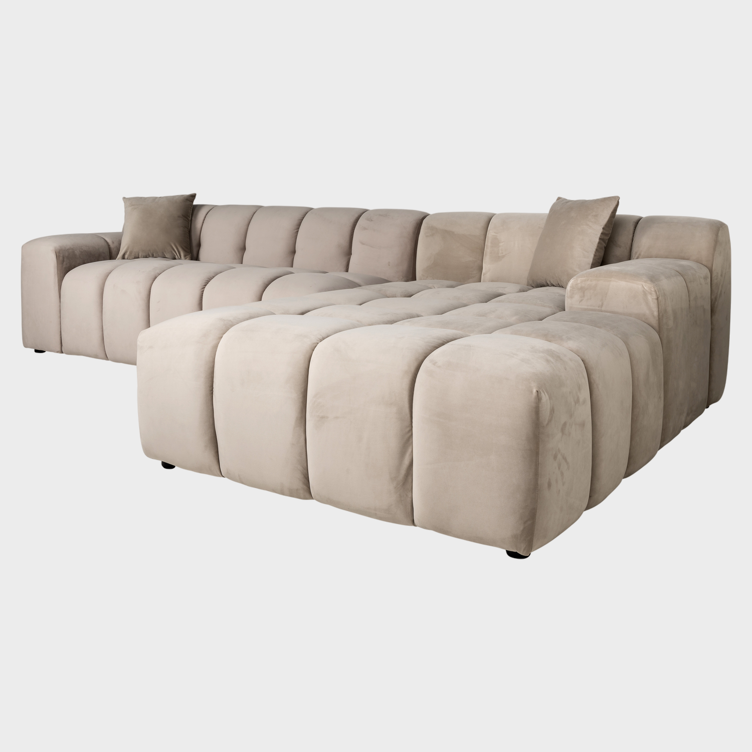 Richmond Interiors Couch Cube 3 Sitzer + Lounge Rechts (Quartz Khaki 903) 4-Sitzer Sofa Richmond Interiors